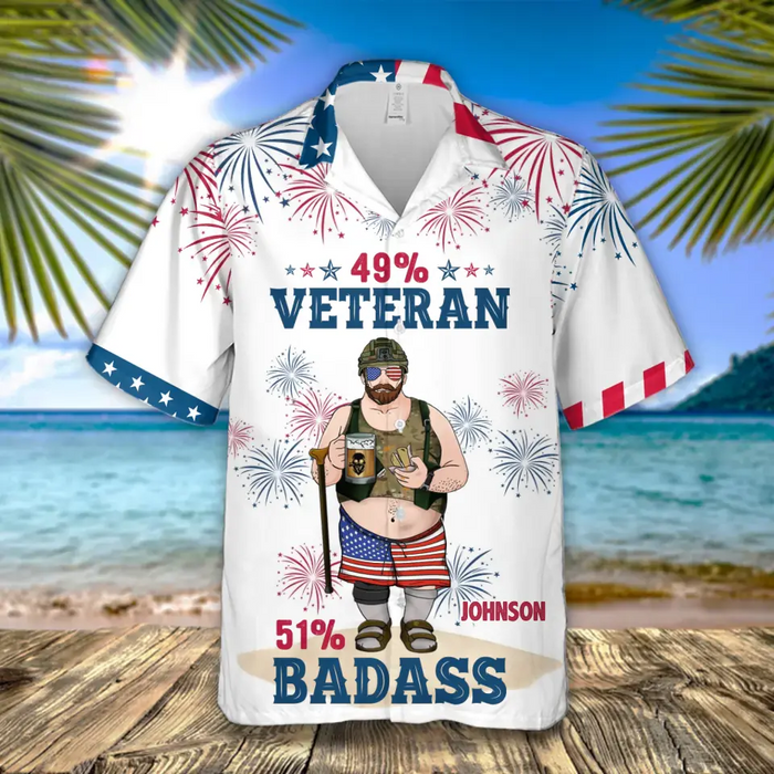 Custom Personalized Funny Hawaiian Shirt without Pocket - Funny Gift Idea for Veteran/Father's Day - 49% Veteran