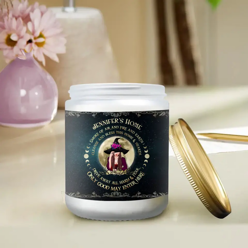 Personalized Witch Candle - Halloween Gift Idea - Smoke Of Air and Fire And Earth Cleanse And Bless This Home and Hearth