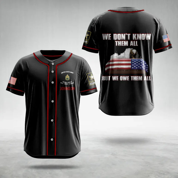 Custom Personalized Veteran AOP Baseball Jersey - Gift Idea For Veteran/Father's Day - We Don't Know Them All But We Owe Them All