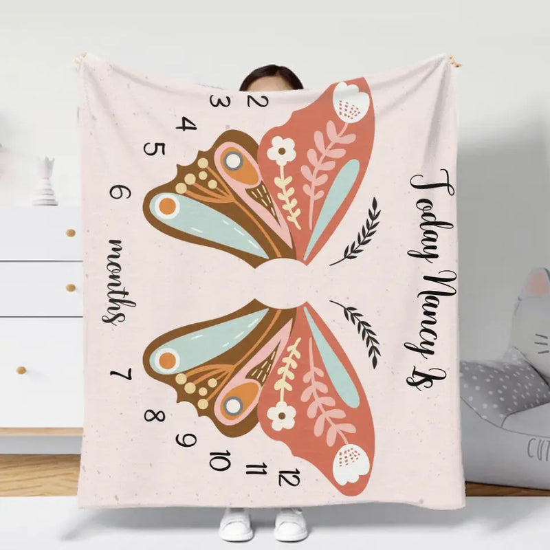 Personalized Baby Fleece Throw Blanket - Birthday Gift Idea for Baby