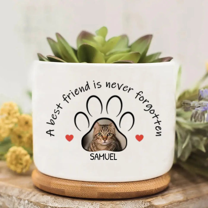 Personalized Memorial Plant Pot - Gift Idea For Gardening Lovers/ Dog Lovers/ Cat Lovers - Upload Dog/ Cat Photo - A Best Friend Is Never Forgotten