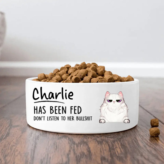 Custom Personalized Cat Bowl - Gift For Cat Lover - The Cat Has Been Fed
