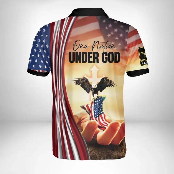 Custom Personalized Veteran All-Over Print Polo Shirt - Gift Idea For Veteran - One Nation Under God