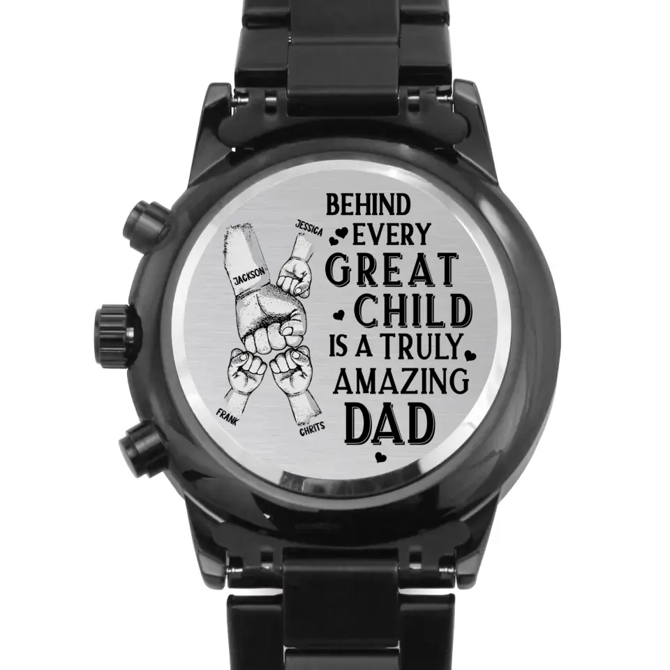 Custom Personalized Father's Day Black Chronograph Watch Father's Da