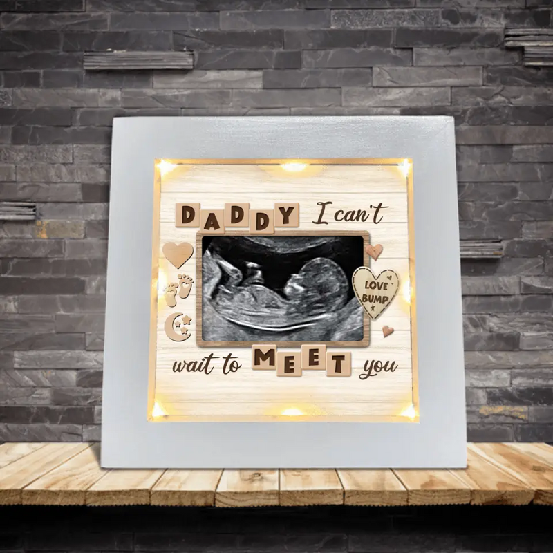 Personalized Bump Photo Frame With Led - Father's Day Gift Idea - Daddy I Can't Wait To Meet You