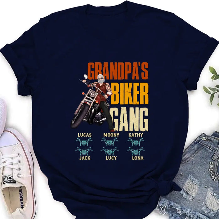 Custom Personalized Biker Shirt/Hoodie - Father's Day Gift Idea for Dad/Grandpa - Upto 6 Kids - Grandpa's Biker Gang