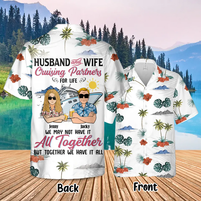 Custom Personalized Couple Hawaiian Shirt - Gift Idea For Couple - Husband And Wife Cruising Partners For Life