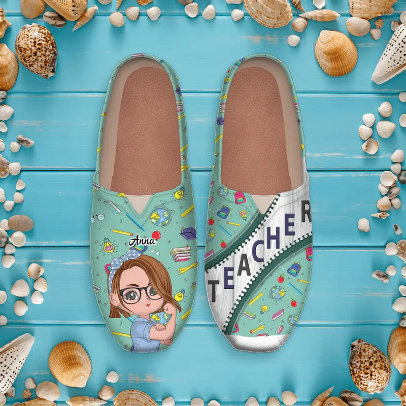 Personalized Teacher Canvas Fisherman Shoes  - Gift Idea for Teacher/Teacher's Day