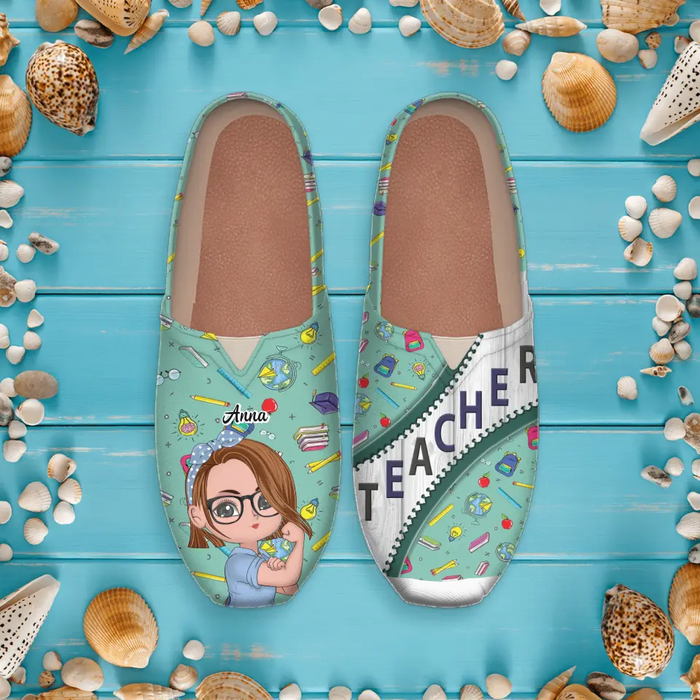 Custom Personalized Teacher Canvas Fisherman Shoes  - Gift Idea for Teacher/Teacher's Day