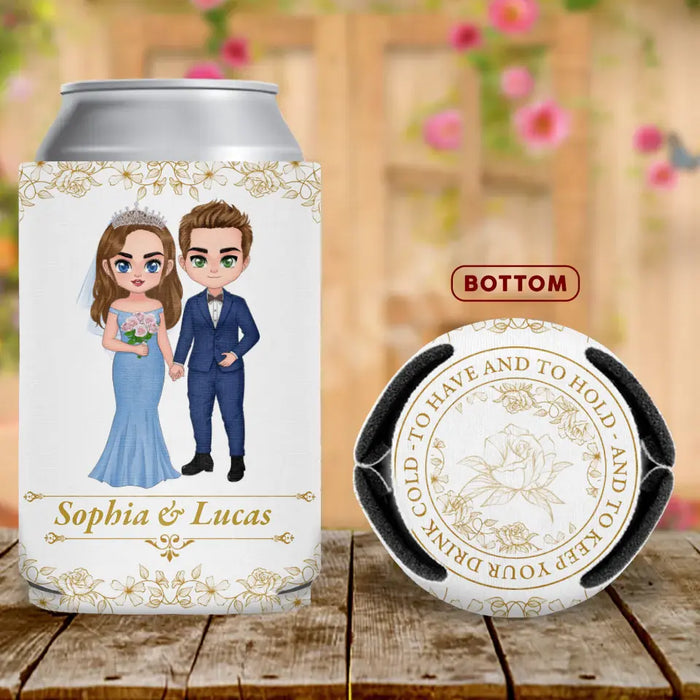 Custom Personalized Wedding Anniversary Wedding Can Cooler - Gift Idea For Couple/Wedding Anniversary - To Have To Hold And To Keep Your Drink Cold