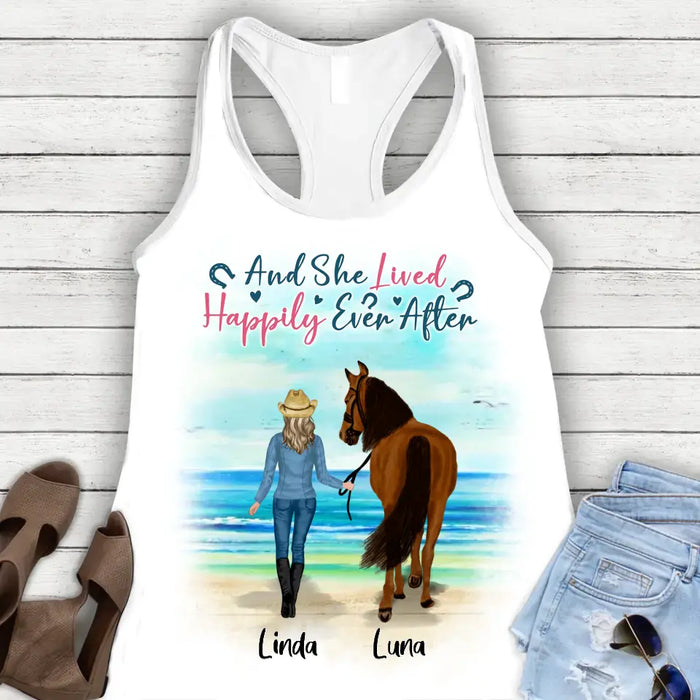 Custom Personalized Horse Girl AOP Tank Top - Upto 6 Horses - Gift Idea for Horse Lovers - And She Lived Happily Ever After