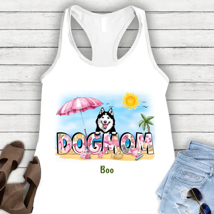 Custom Personalized Pet Mom AOP Women's Racerback Tank Top - Upto 5 Dogs/Cats - Gift Idea For Dog Mom/Cat Mom