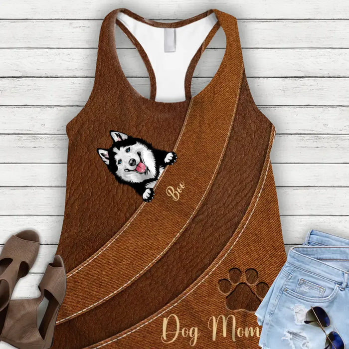 Custom Personalized Dog Mom AOP Women's Racerback Tank Top - Upto 6 Dogs - Gift Idea For Dog Lovers