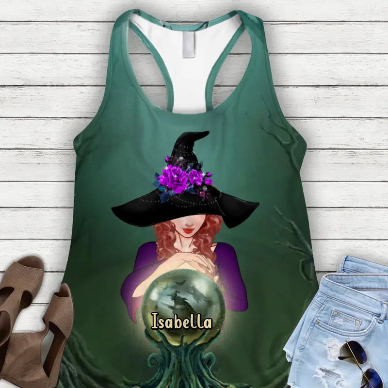 Personalized Witch AOP Women's Racerback Tank Top - Gift Idea for Witch Lovers - I Am A Sage Burning