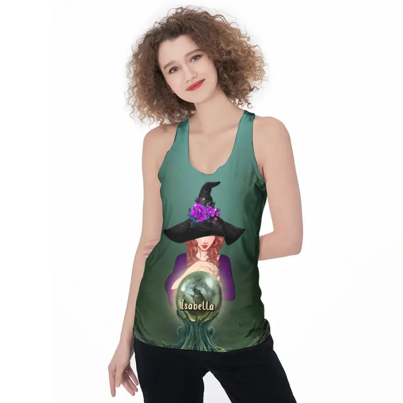 Personalized Witch AOP Women's Racerback Tank Top - Gift Idea for Witch Lovers - I Am A Sage Burning