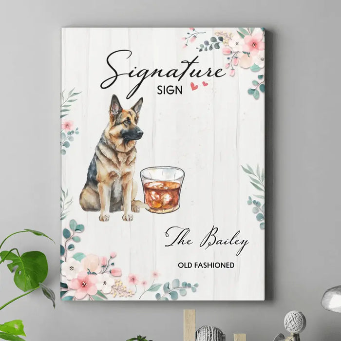 Personalized Wedding Canvas - Upload Upto 3 Pet's Photo - Wedding Gift Idea For Couple/ Dog Lover - Signature Drink Sign