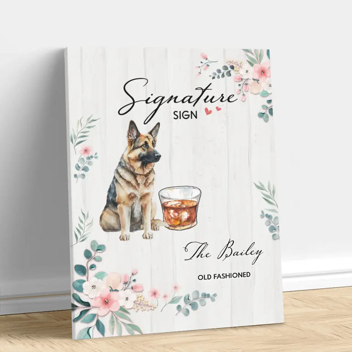 Personalized Wedding Canvas - Upload Upto 3 Pet's Photo - Wedding Gift Idea For Couple/ Dog Lover - Signature Drink Sign