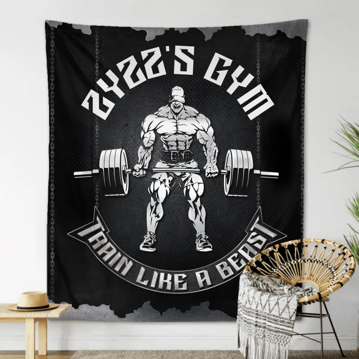 Custom Personalized Muscle Man Tapestry - Gift Idea For Gym Fitness Lovers - Train Like A Beast