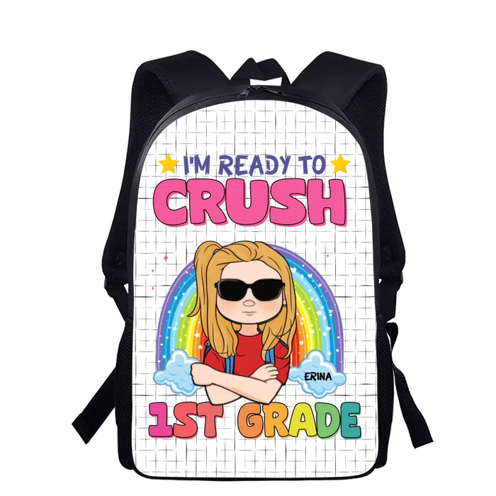 Custom Personalized Kid Backpack - Back To School/Birthday Gift for Kids/ Boy/ Girl - I'm Ready To Crush 1st Grade