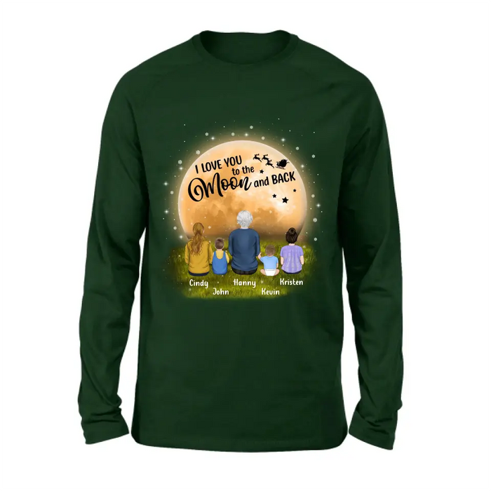 Personalized Grandma Shirt/Hoodie - Gift Idea For Grandma - Up to 4 Children - I Love You To The Moon & Back