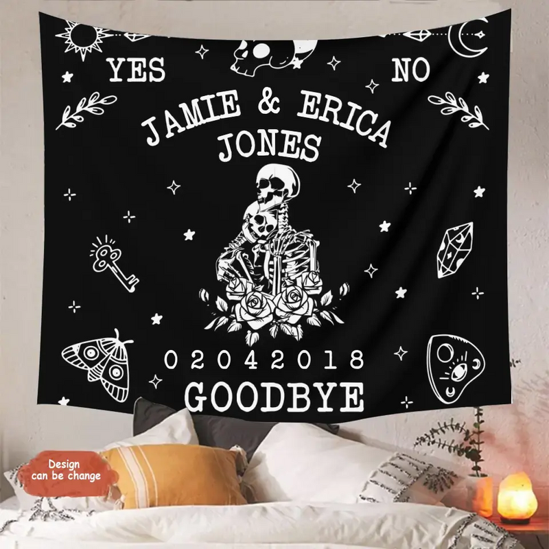 Personalized Couple Ouija Board Tapestry - Memorial Gift Idea For Halloween - Goodbye
