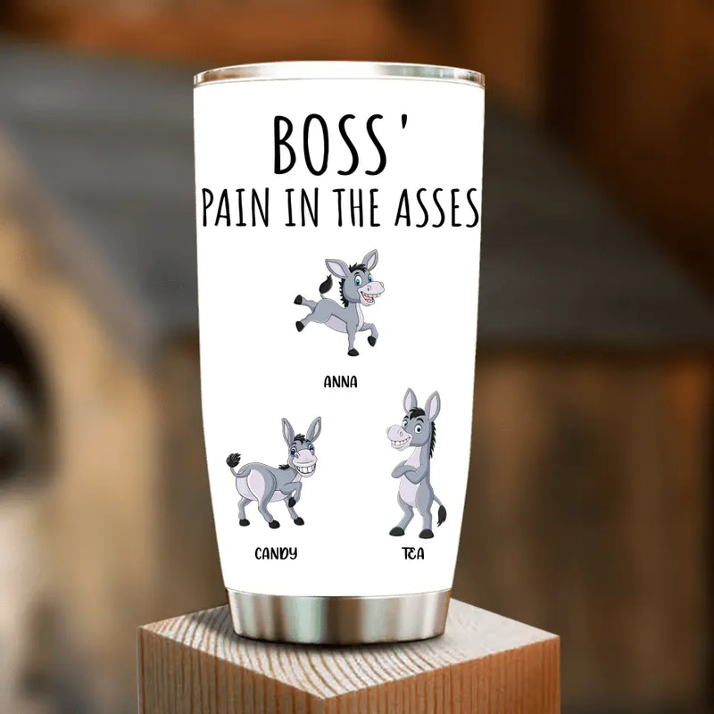 Personalized Donkeys Tumbler - Gift Idea For Family/Grandma/ Papa - Up to 9 Donkeys - Boss' Little Asses