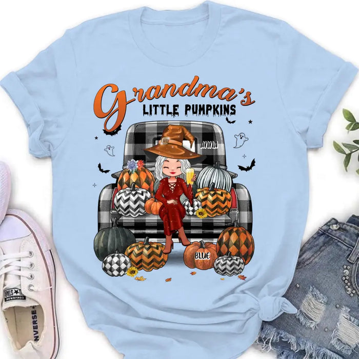 Custom Personalized Grandma Shirt/Hoodie - Upto 10 Kids - Halloween Gift For Grandma - Grandma's Little Pumpkins