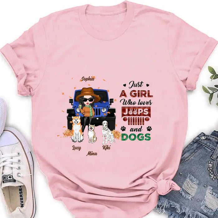Personalized Off-road Autumn Girl Shirt/Hoodie - Gift Idea For Girl/Dog Lovers - Upto 3 Dogs