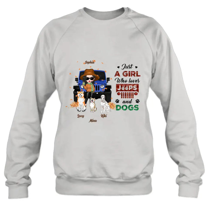 Personalized Off-road Autumn Girl Shirt/Hoodie - Gift Idea For Girl/Dog Lovers - Upto 3 Dogs