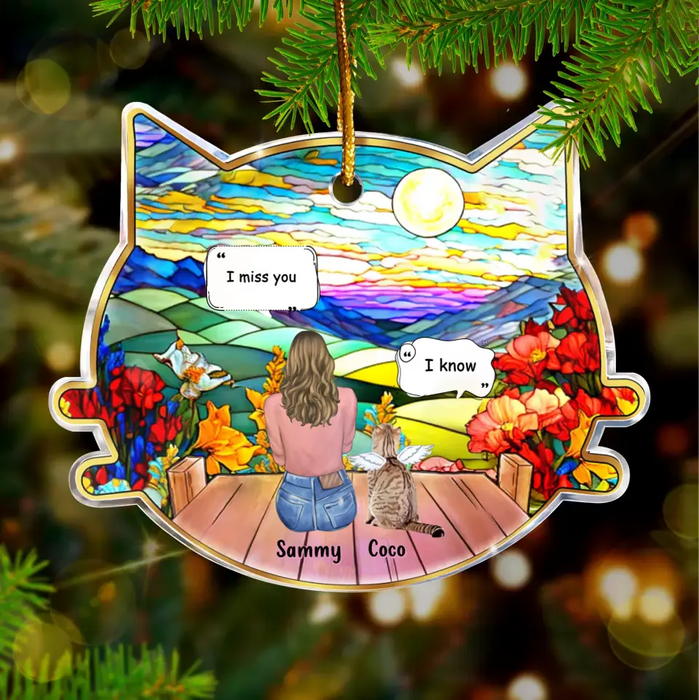 Custom Personalized Memorial Acrylic Ornament - Memorial Gift Idea For Christmas/ Cat Lover/ Cat Owner with up to 3 Cats - I Miss You