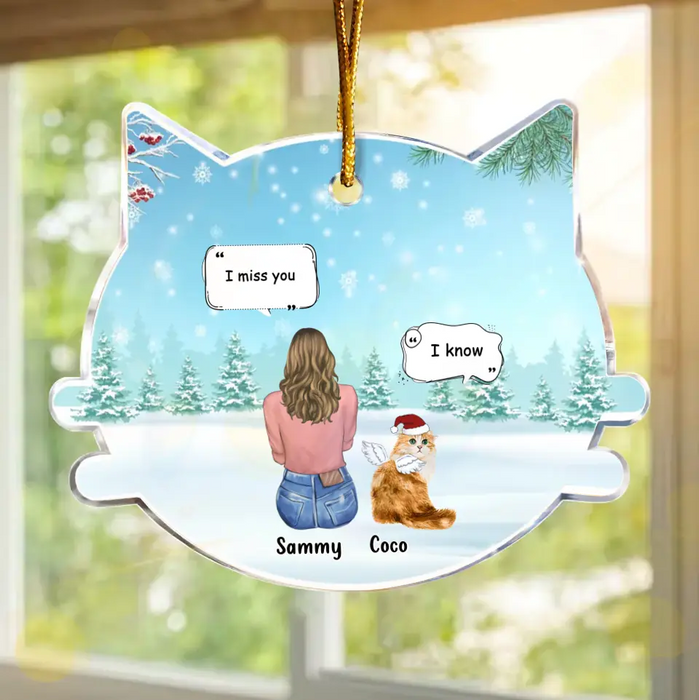 Custom Personalized Cat Memorial Christmas Acrylic Ornament - Up to 4 Cats - Memorial Gift Idea For Cat Owner - I Miss You