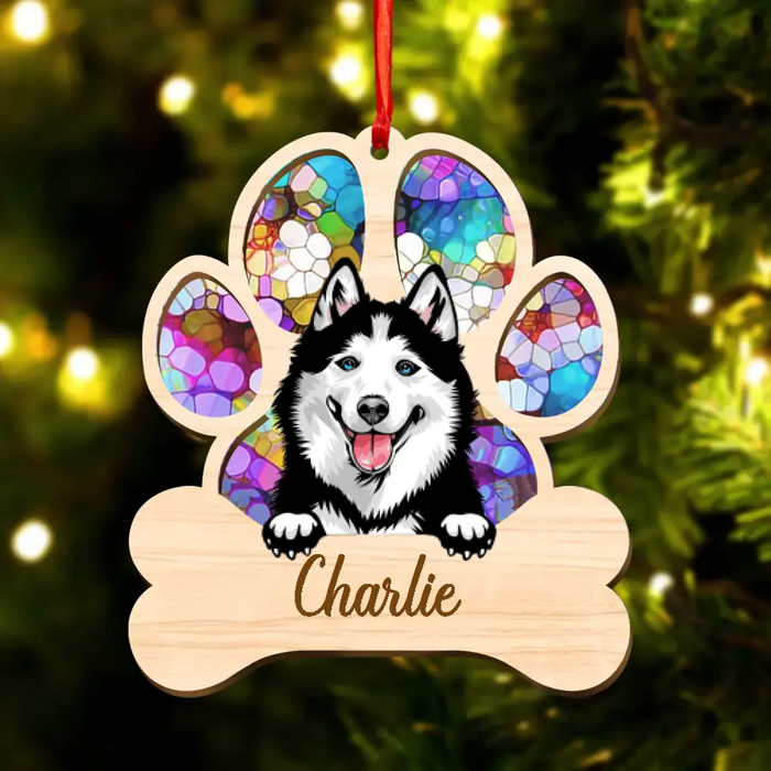 Custom Personalized Dog Suncatcher Ornament - Christmas/Memorial Gift Idea for Dog Owners